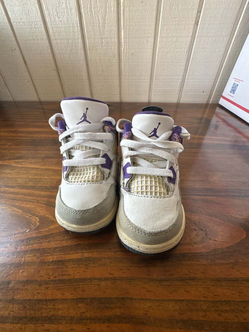 Nike Air Jordan 4 Retro Ultraviolet Neutral Grey Toddler Sneakers Sz 5c - Picture 2 of 5
